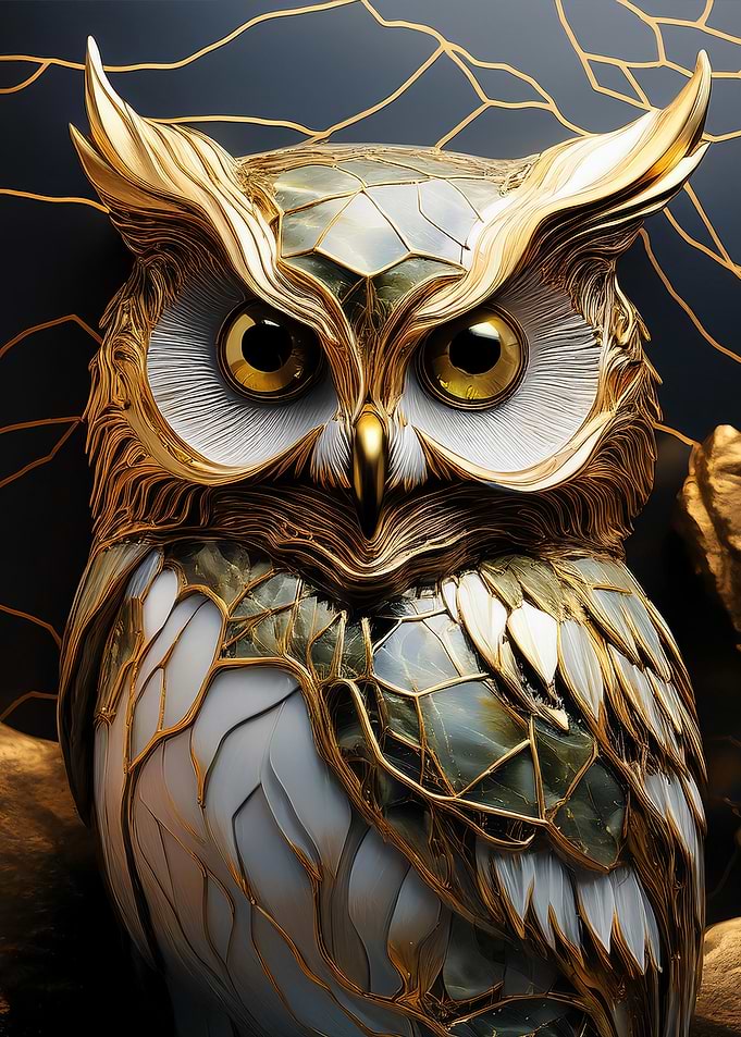 Golden Owl Sculpture