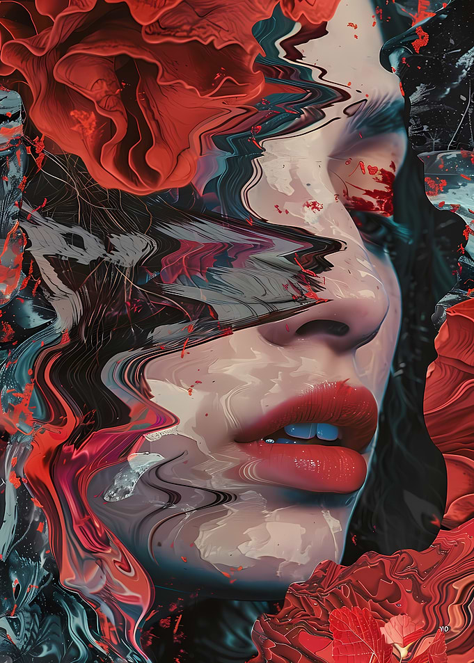 Abstract Portrait with Flowers
