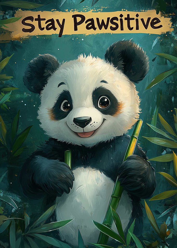 Cute Panda Stay Pawsitive