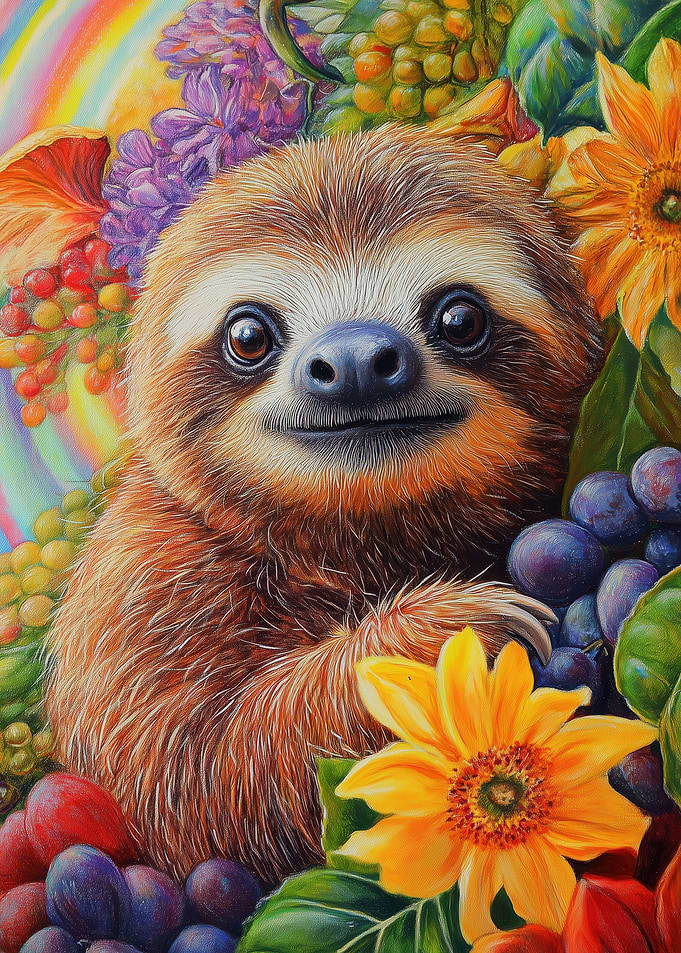 Sloth in Flowers