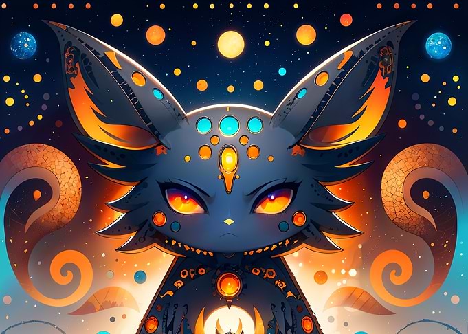 Cosmic Cat and Futuristic Traveler Unite