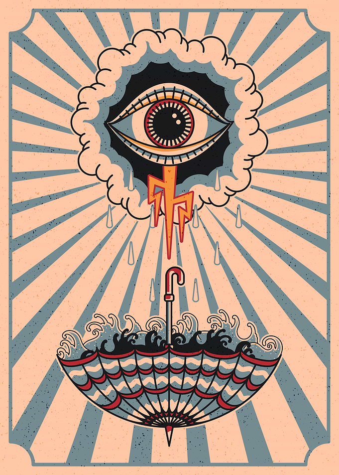 Umbrella vintage style illustration