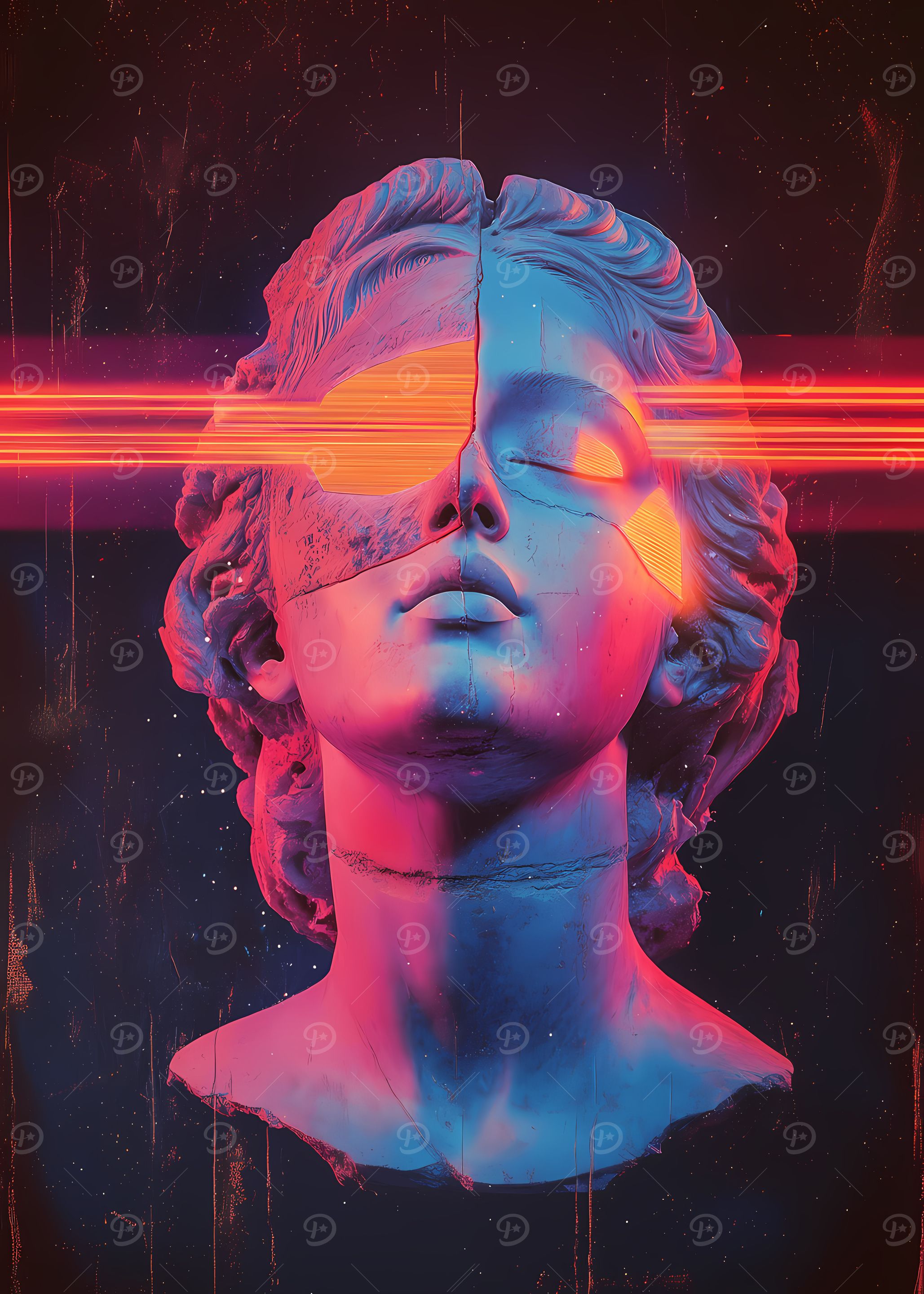 Neon Sculpture Bust