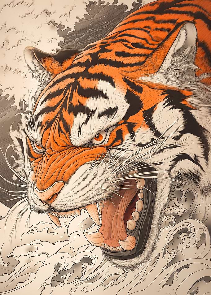 Japanese Tiger Art Print