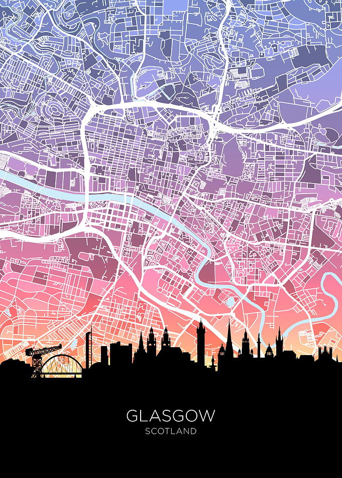 Glasgow Skyline Map
