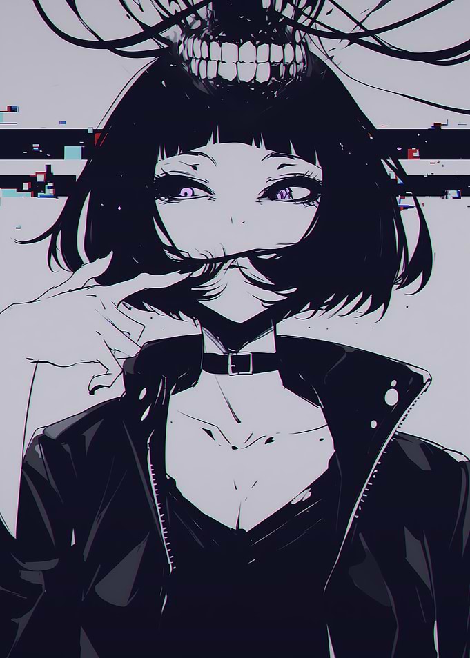 Anime Girl with Skull Head