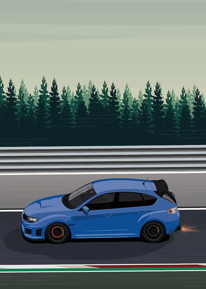 Blue Subaru on Race Track