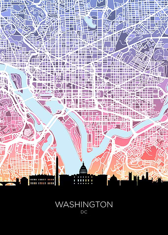 Washington DC Skyline Map