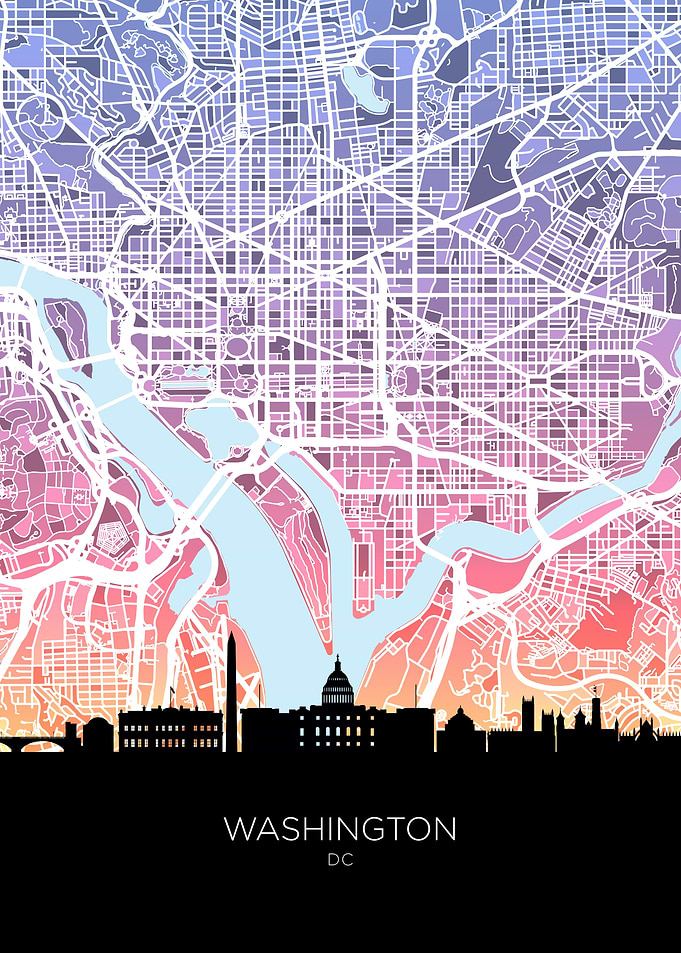 Washington DC Skyline Map