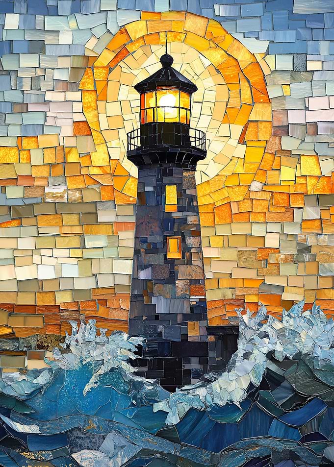 Lighthouse Mosaic Sunset
