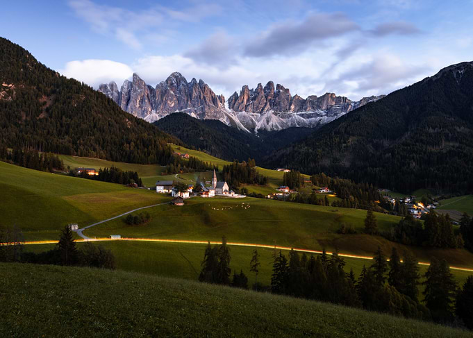 Mountain Village at Dusk