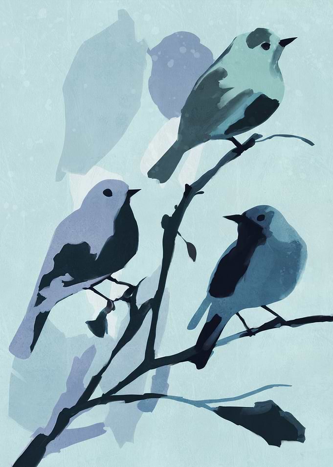 Blue Birds on Branch