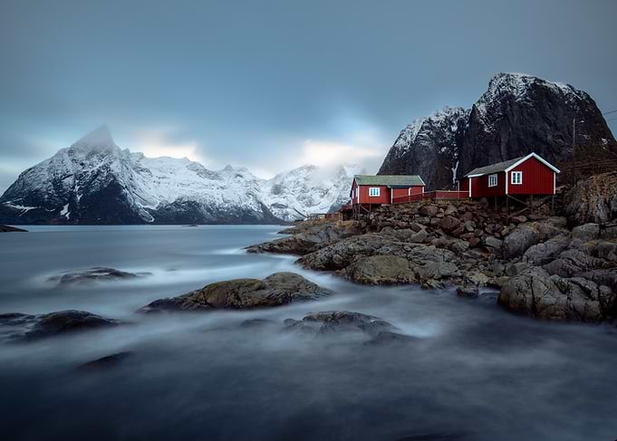 Red Cabins by the Fjord