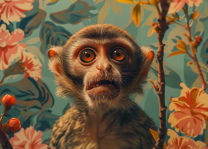 Surprised Monkey Portrait