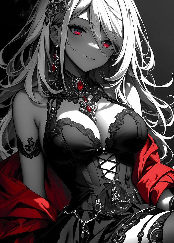 Anime Girl in Black and Red