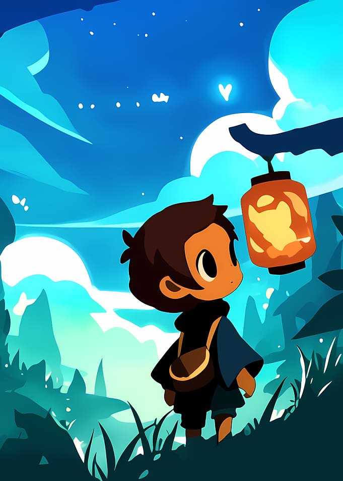 Boy Gazing at Lantern