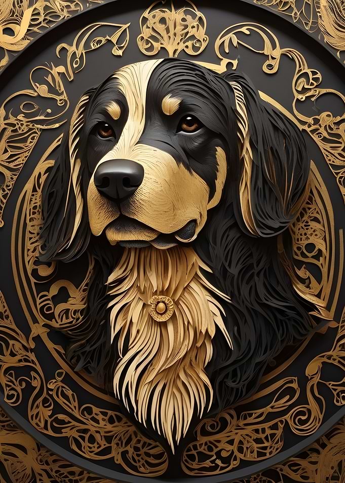Golden Dog Paper Art