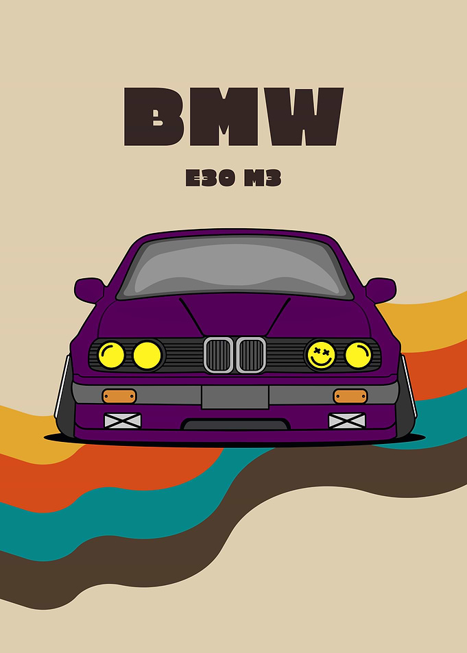 BMW E30 M3 Retro Art