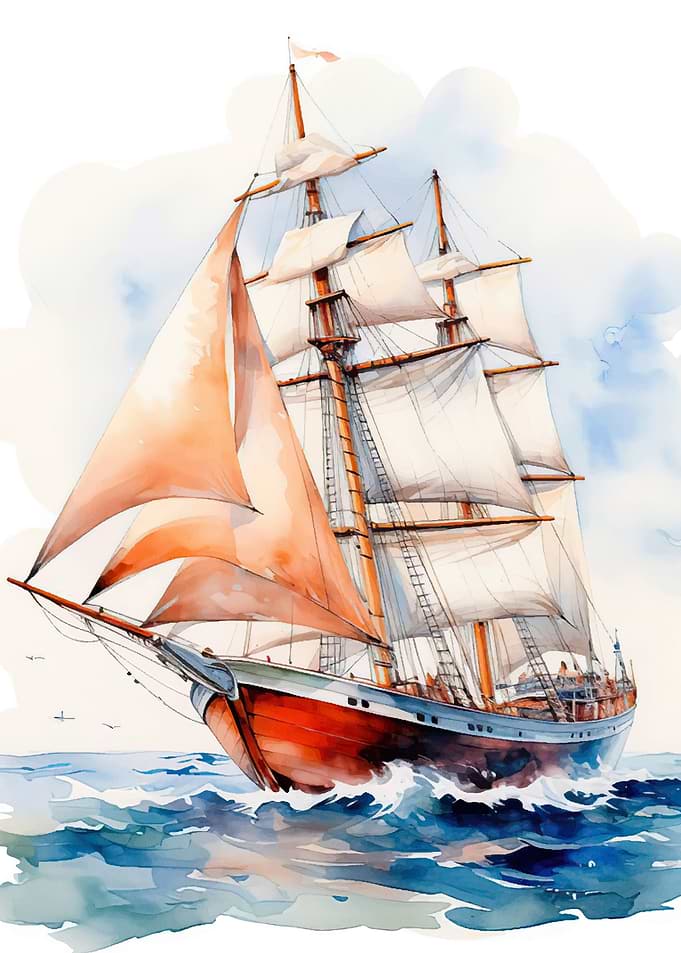 Sailing Ship Watercolor