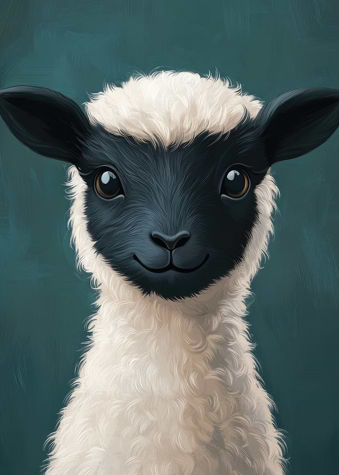 Cute Black & White Lamb
