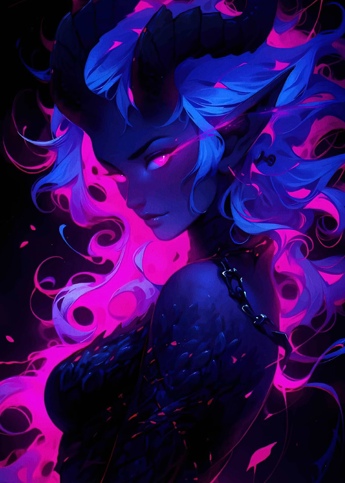 Demon Girl with Pink Hair