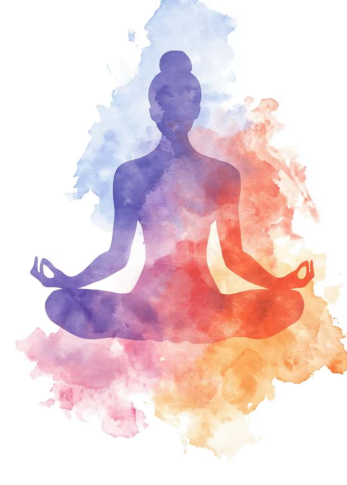 Watercolor Yoga Silhouette
