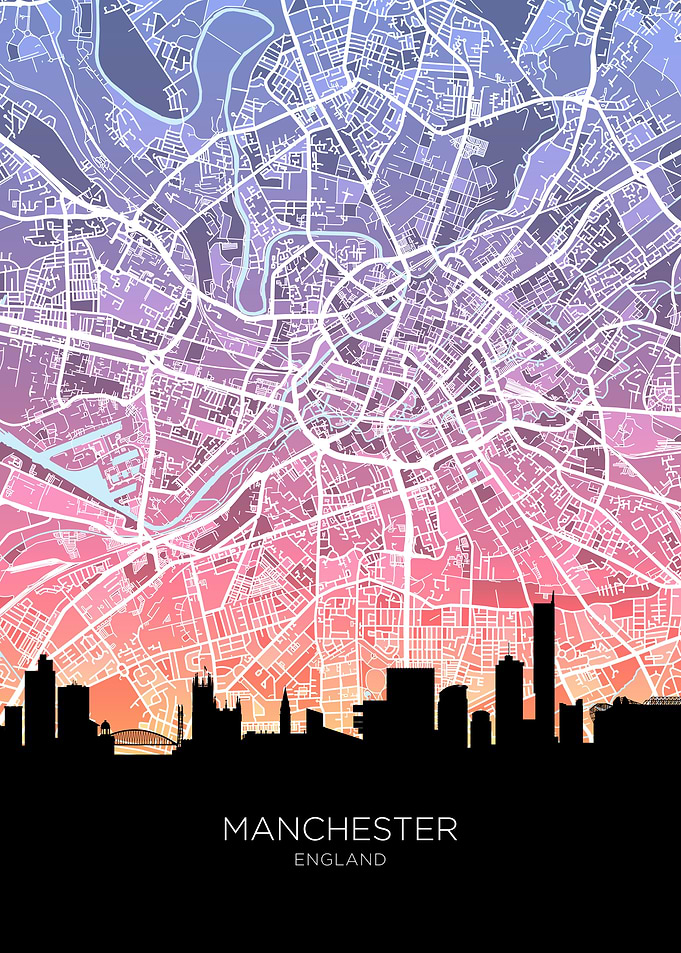 Manchester Skyline Map