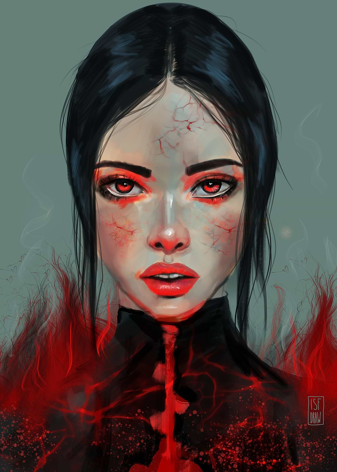 Slavic demons Fiery Woman Portrait