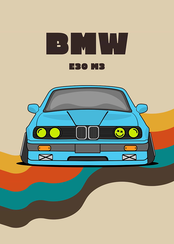 BMW E30 M3 Retro Art