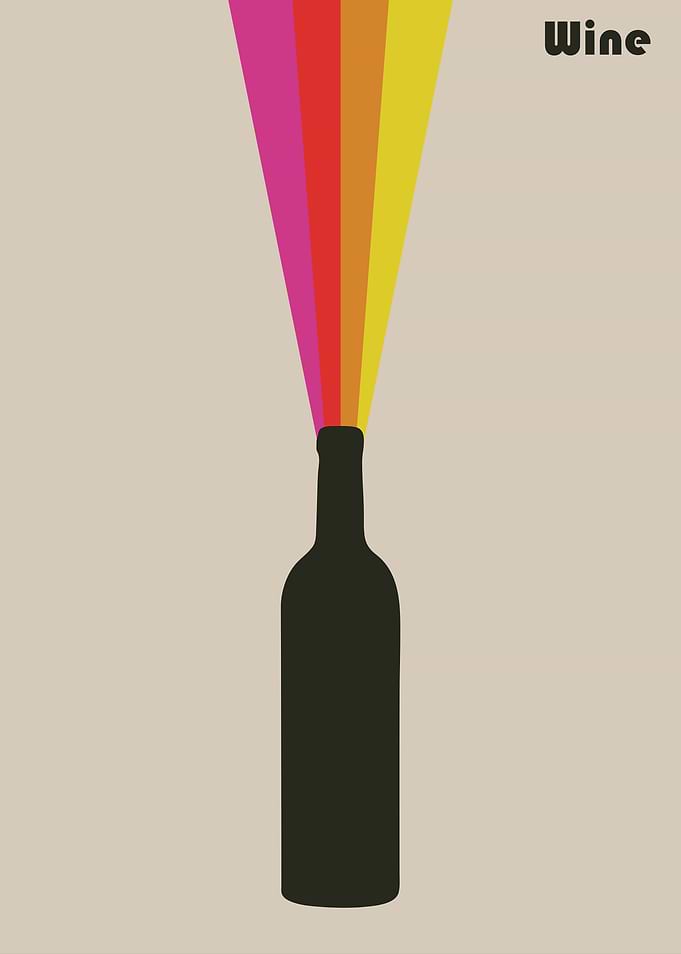 Wine Bottle with Rainbow