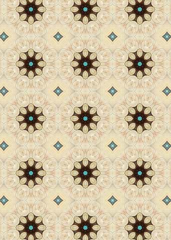 Beige and Teal Mandala Pattern