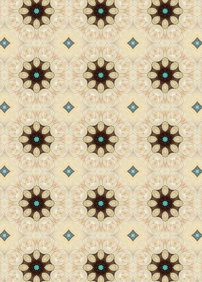 Beige and Teal Mandala Pattern