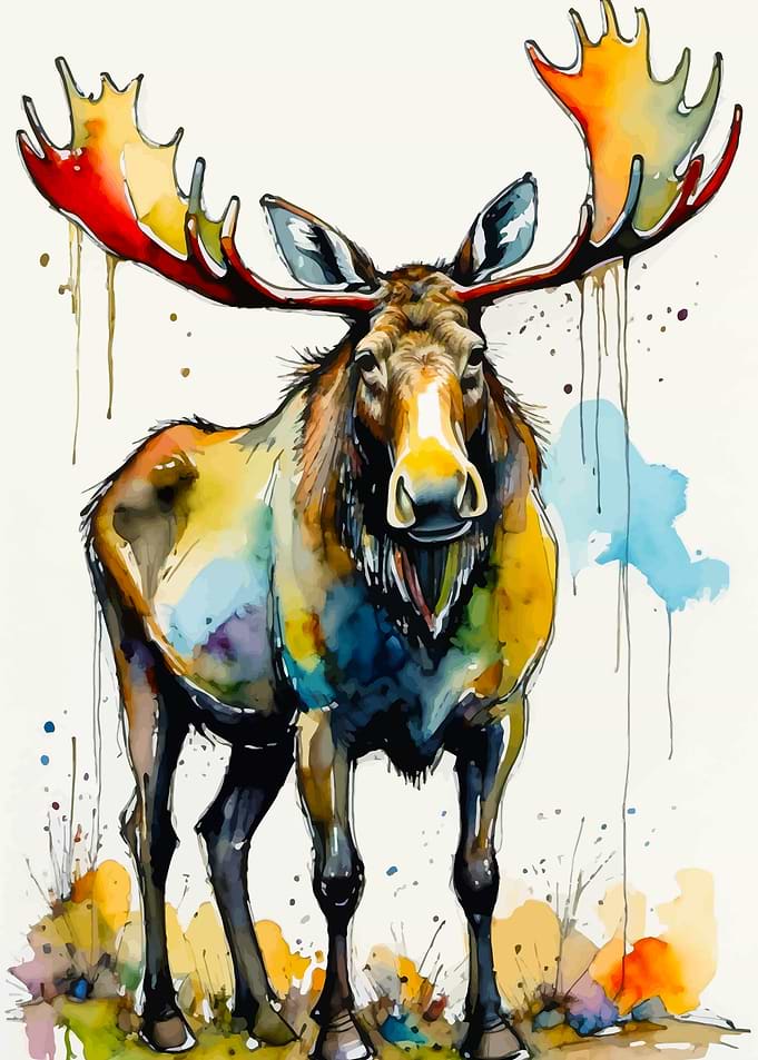 Watercolor Moose