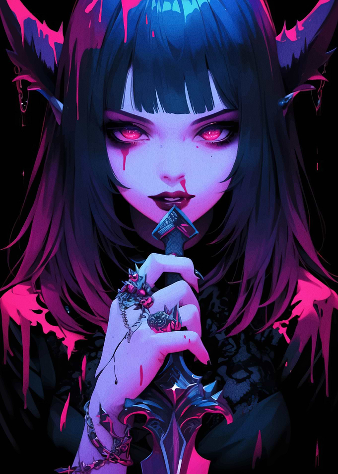 Dark Anime Girl with Dagger