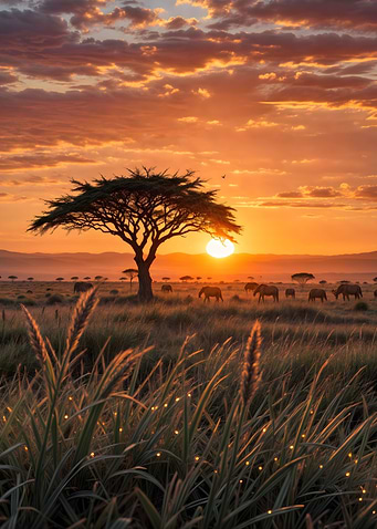 Vibrant African Sunset Landscape