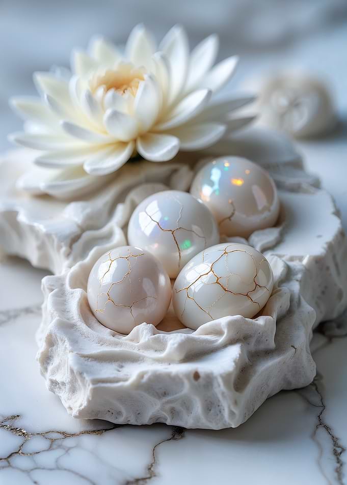 White Eggs with Gold Veins