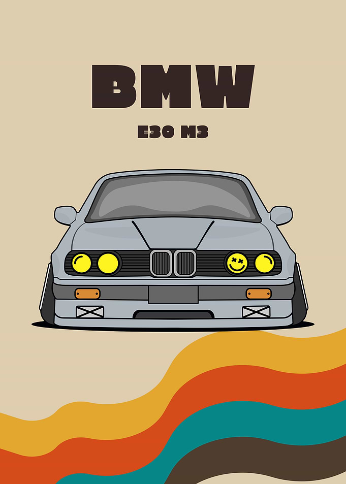 BMW E30 M3 Retro Art