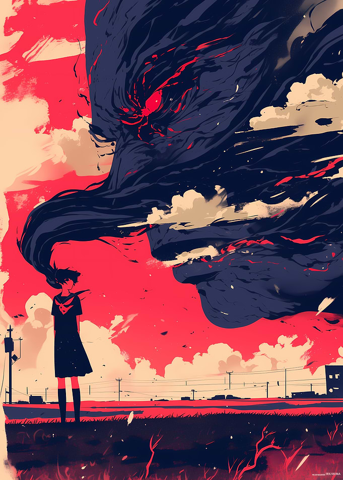 Girl Facing Monster