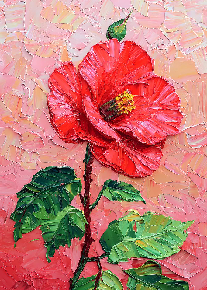 Red Hibiscus Flower Painting