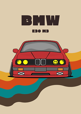 BMW E30 M3 Retro Art
