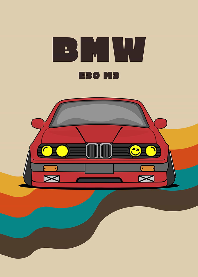 BMW E30 M3 Retro Art