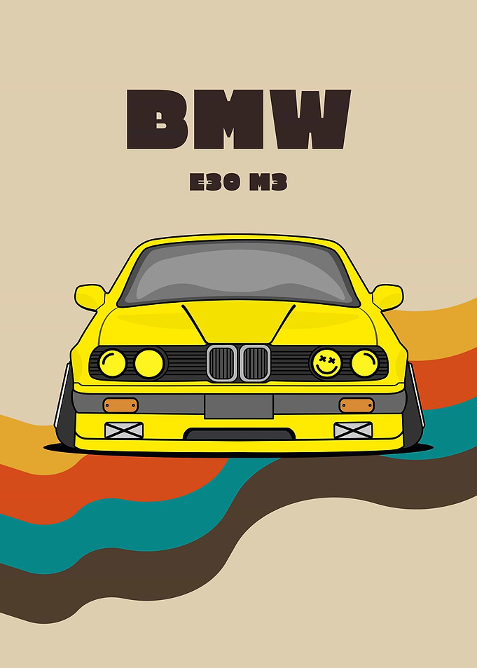 BMW E30 M3 Retro Art