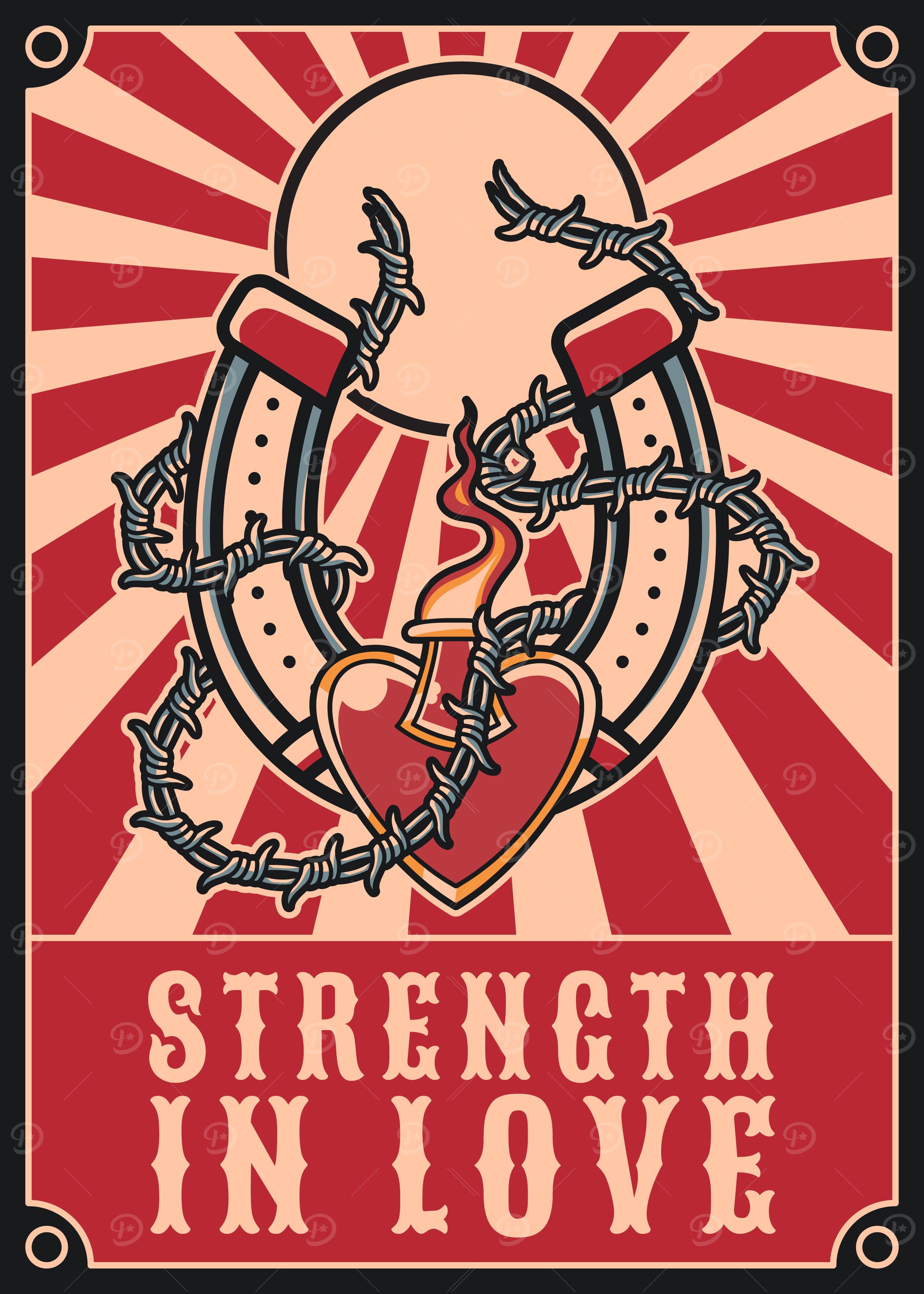 Strength in love vintage art
