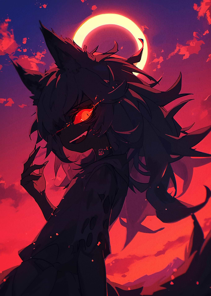 Dark Anime Girl with Wolf Ears