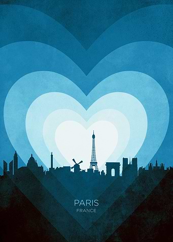 Paris France Skyline Hearts