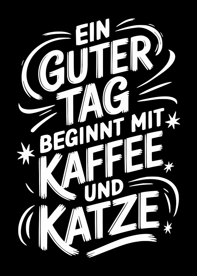 Guter Tag beginnt mit Kaffee und Katze