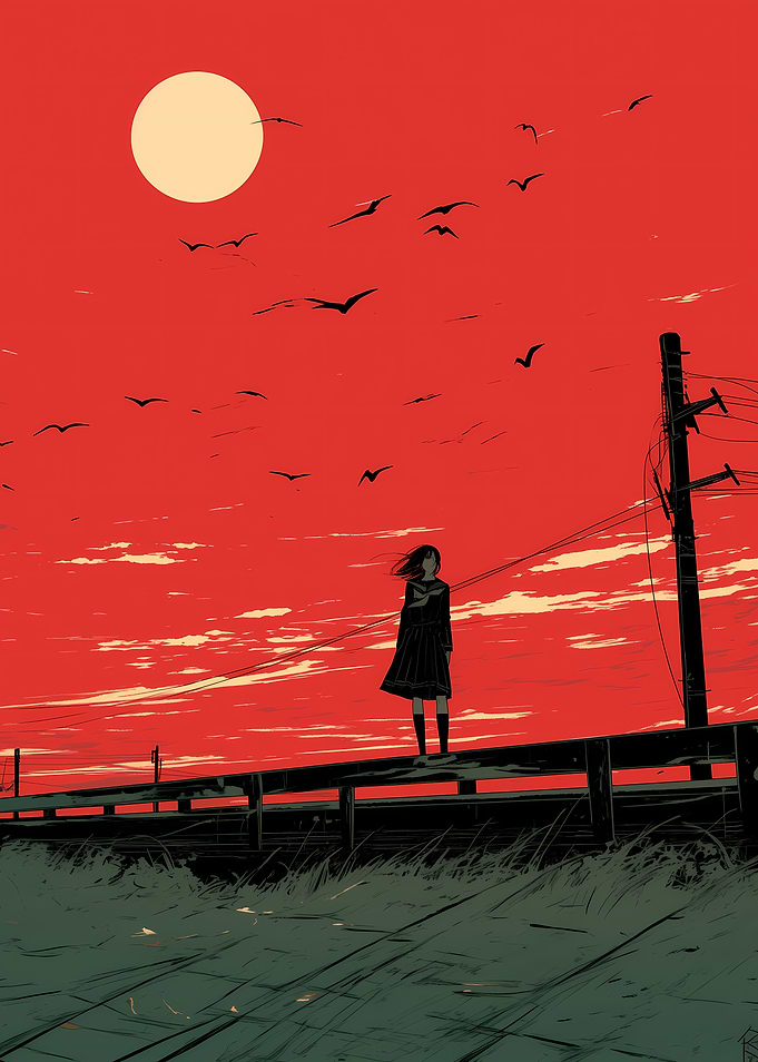 Silhouette Girl Sunset