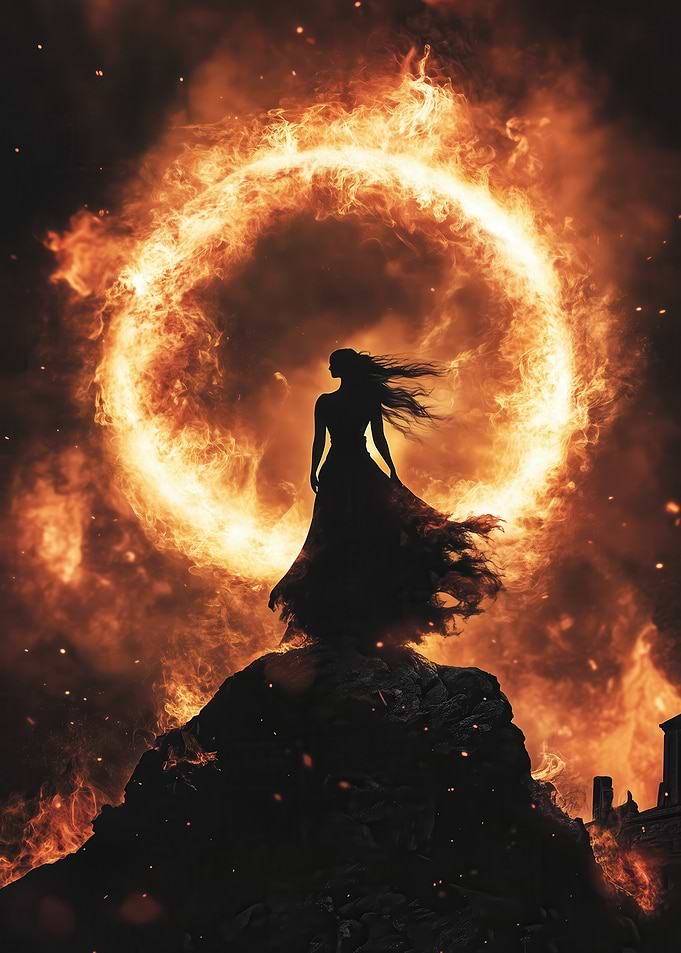 Woman in Fire Ring