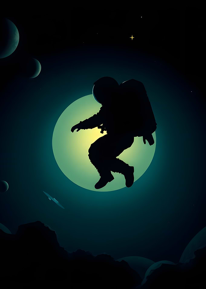 Astronaut Silhouette in Space