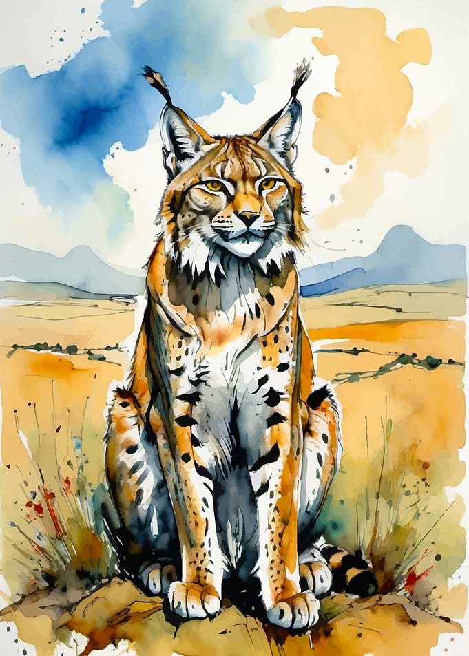 Eurasian Lynx Watercolor Painting